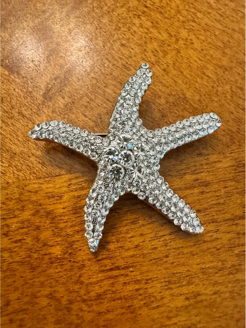 Silver Starfish Rhinestone Brooch Pin 320